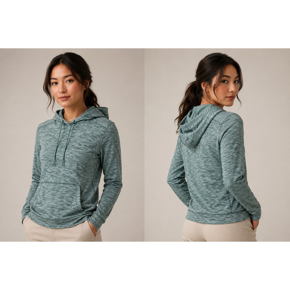 Crane Pullover Hoodie Womens Medium Green Space Dye Lightweight Activewear